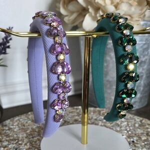 Chic Embellished Headbands in Purple and Green